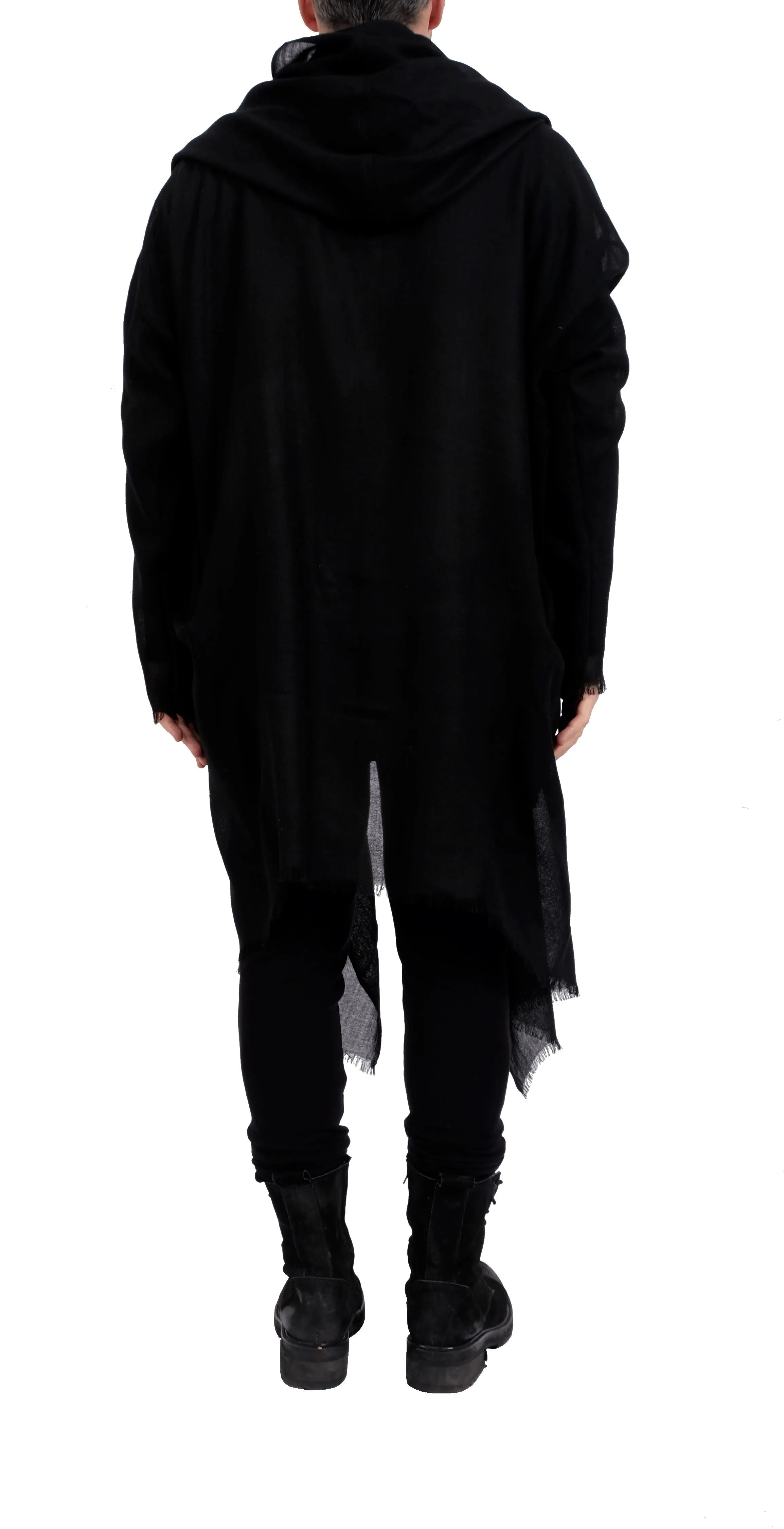 Transparent Wool Cardigan with Hood