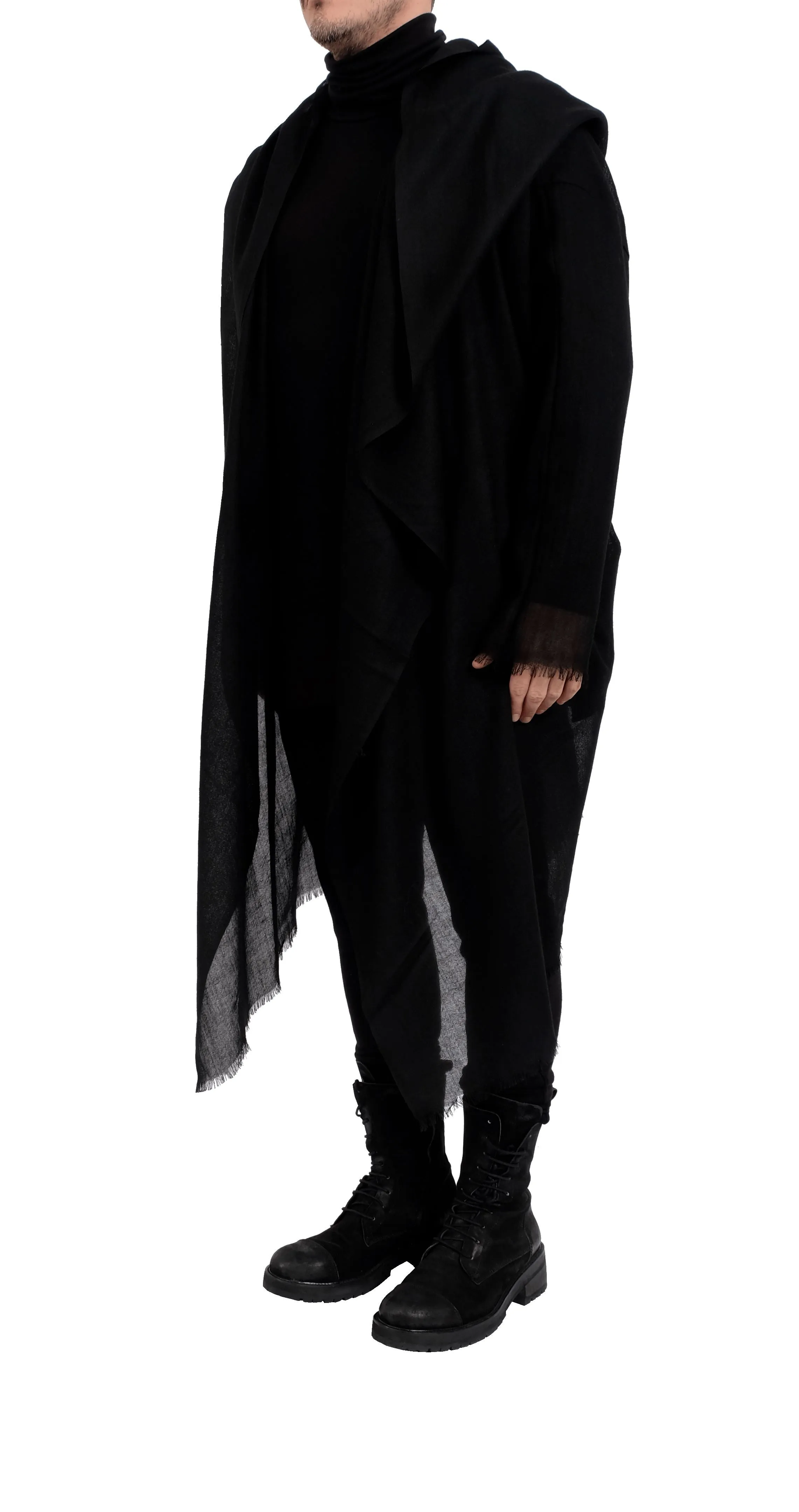 Transparent Wool Cardigan with Hood
