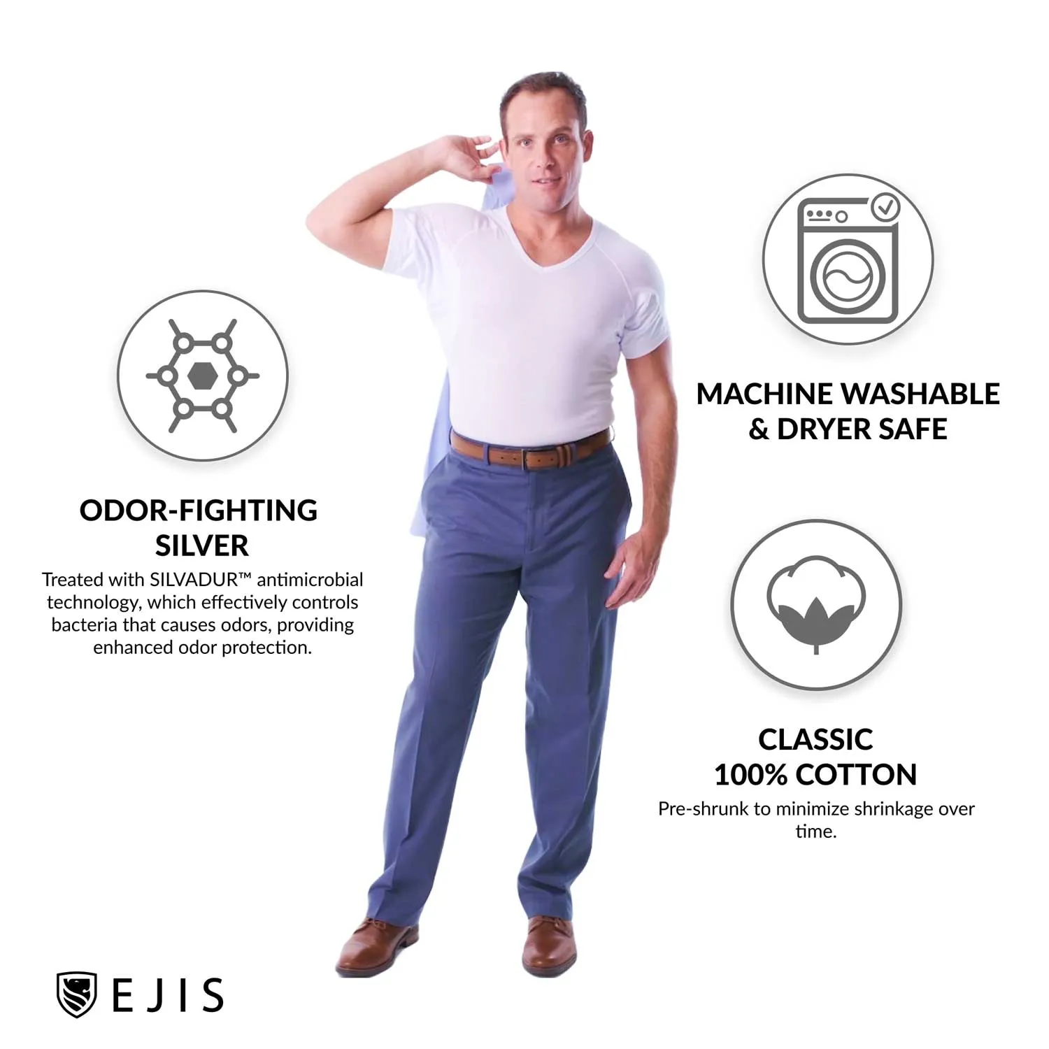 V-Neck Cotton Sweat Proof Undershirt For Men - Mix 9-Pack (5x White, 4x Black)