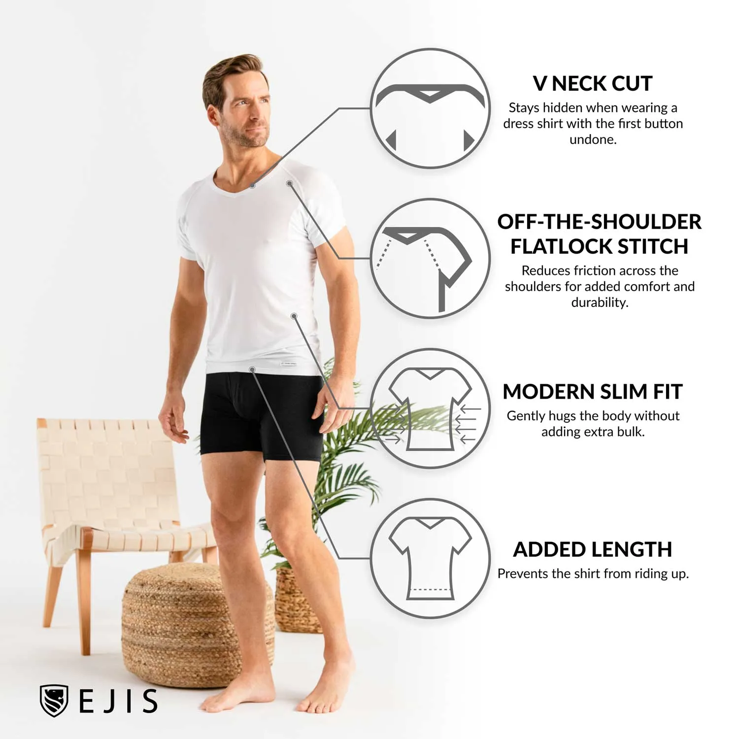 V-Neck Micro Modal Sweat Proof Undershirt For Men