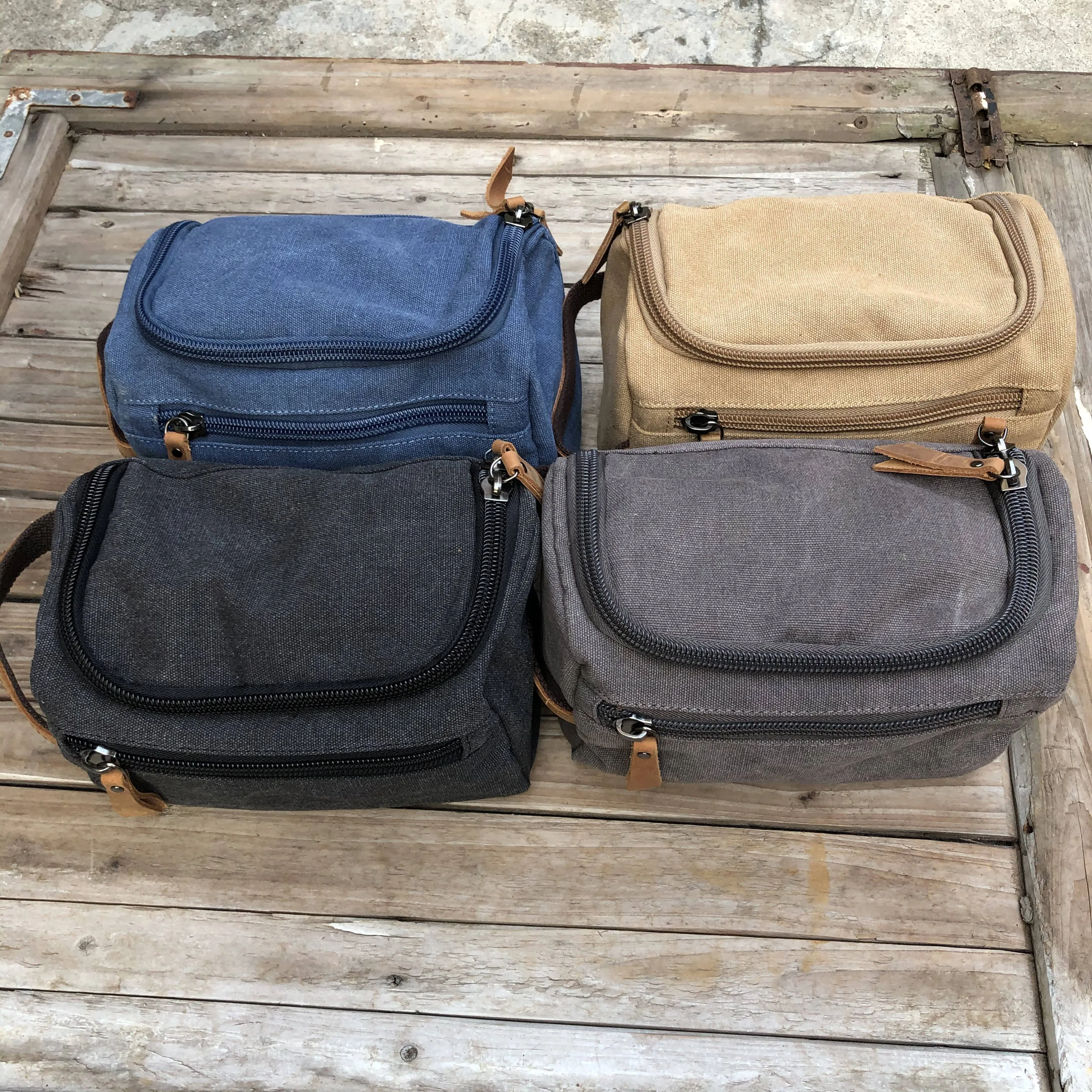 Vintage Canvas Travel Bag with Leather Accents