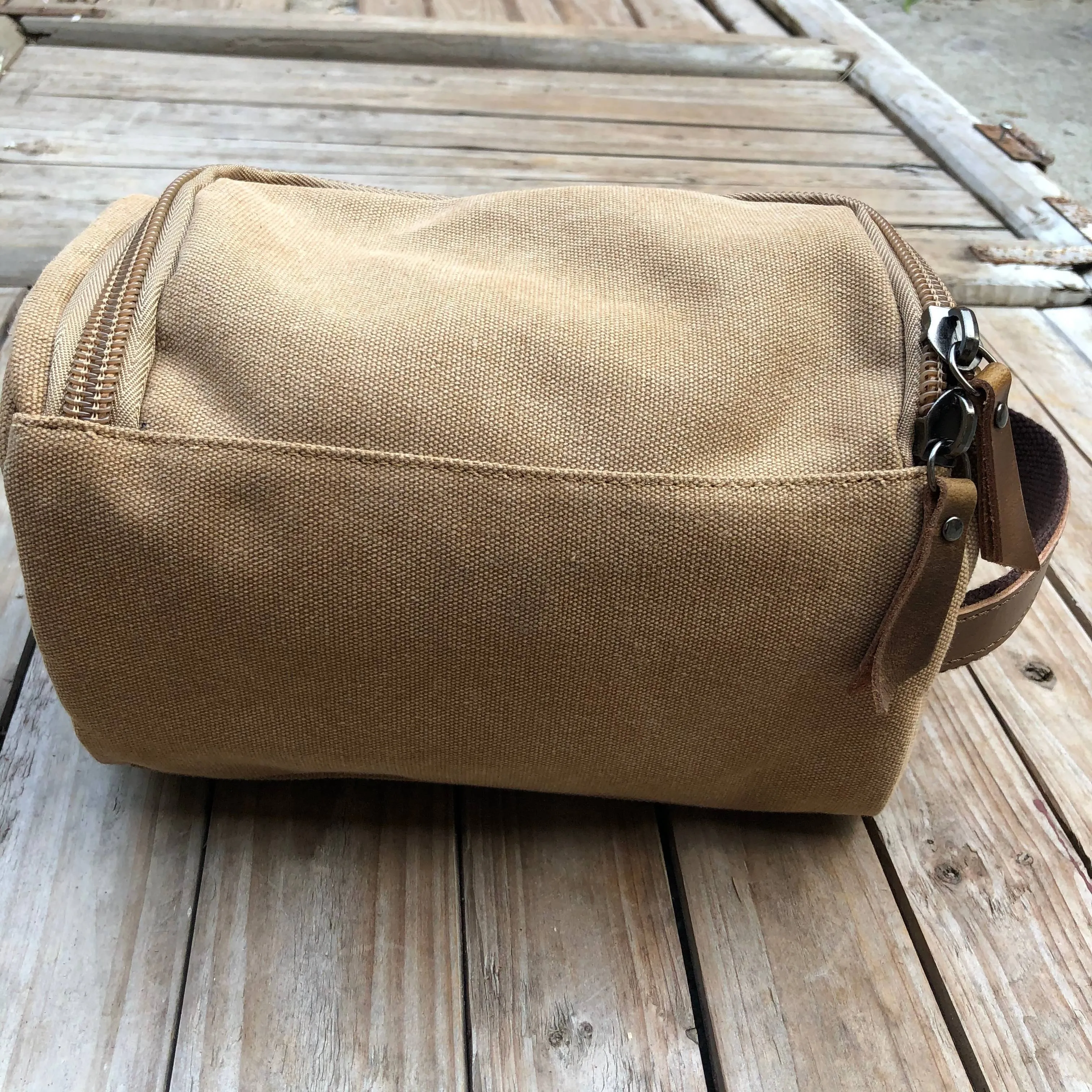 Vintage Canvas Travel Bag with Leather Accents