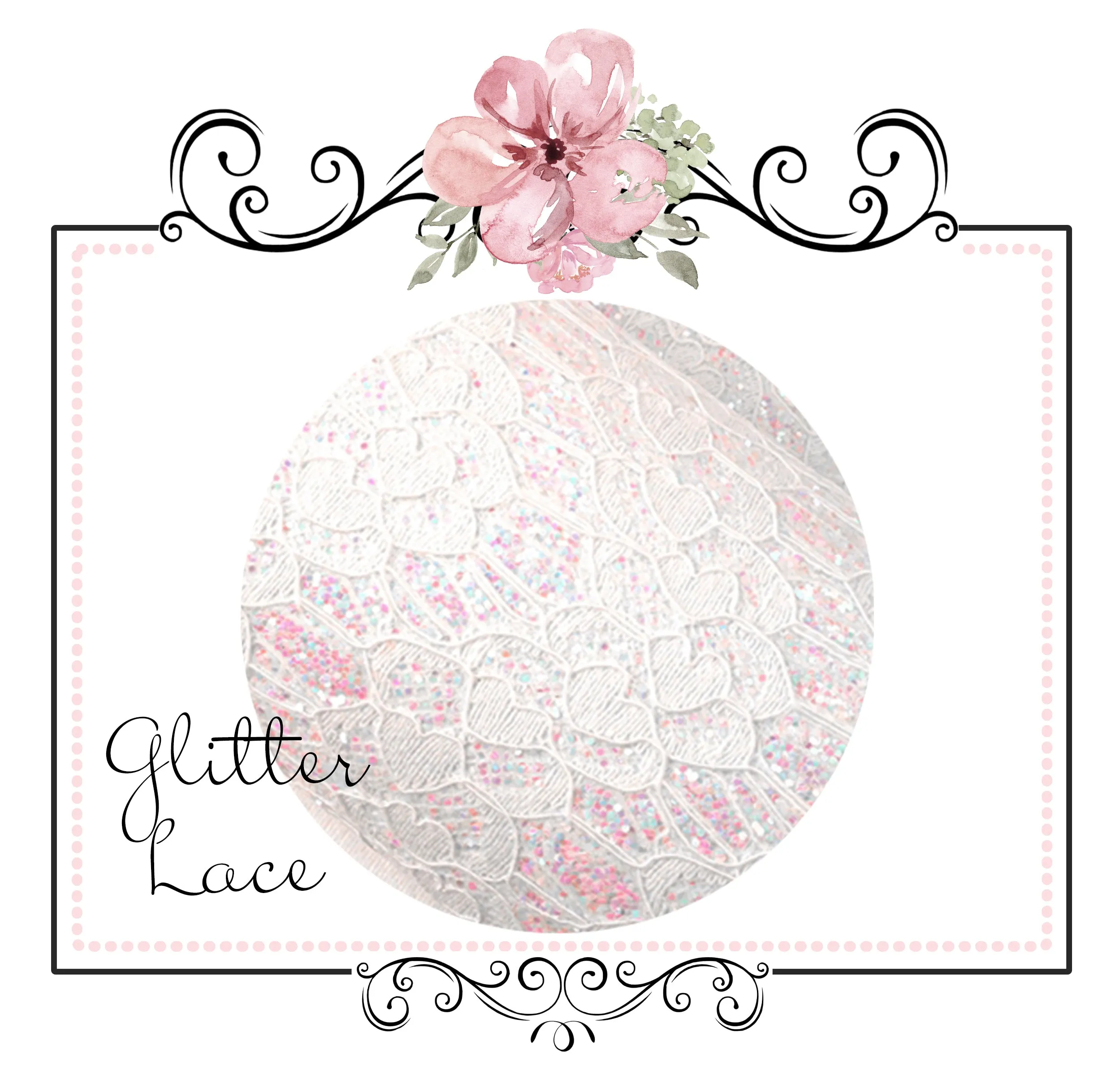 White AB Glitter Lace ~ Faux Leather Craft Fabric
