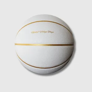 White / Gold Leather Basketball
