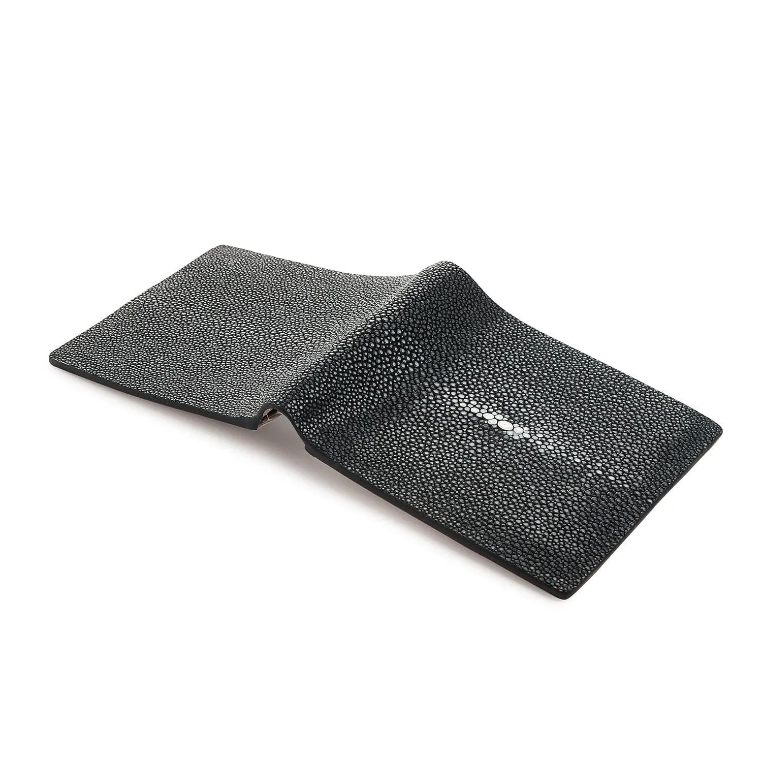 White Pearl Black Polished Stingray Leather Wallet