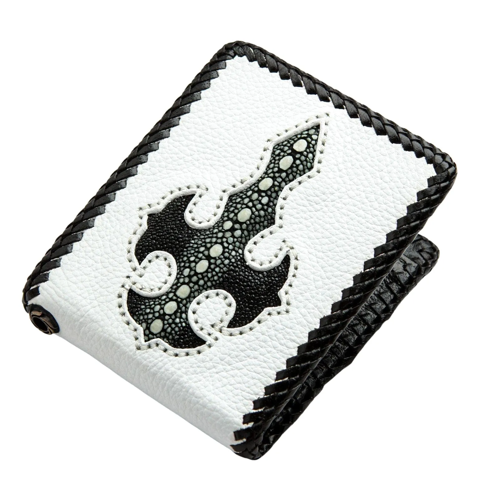 White Stingray Skin Mens Biker Wallet