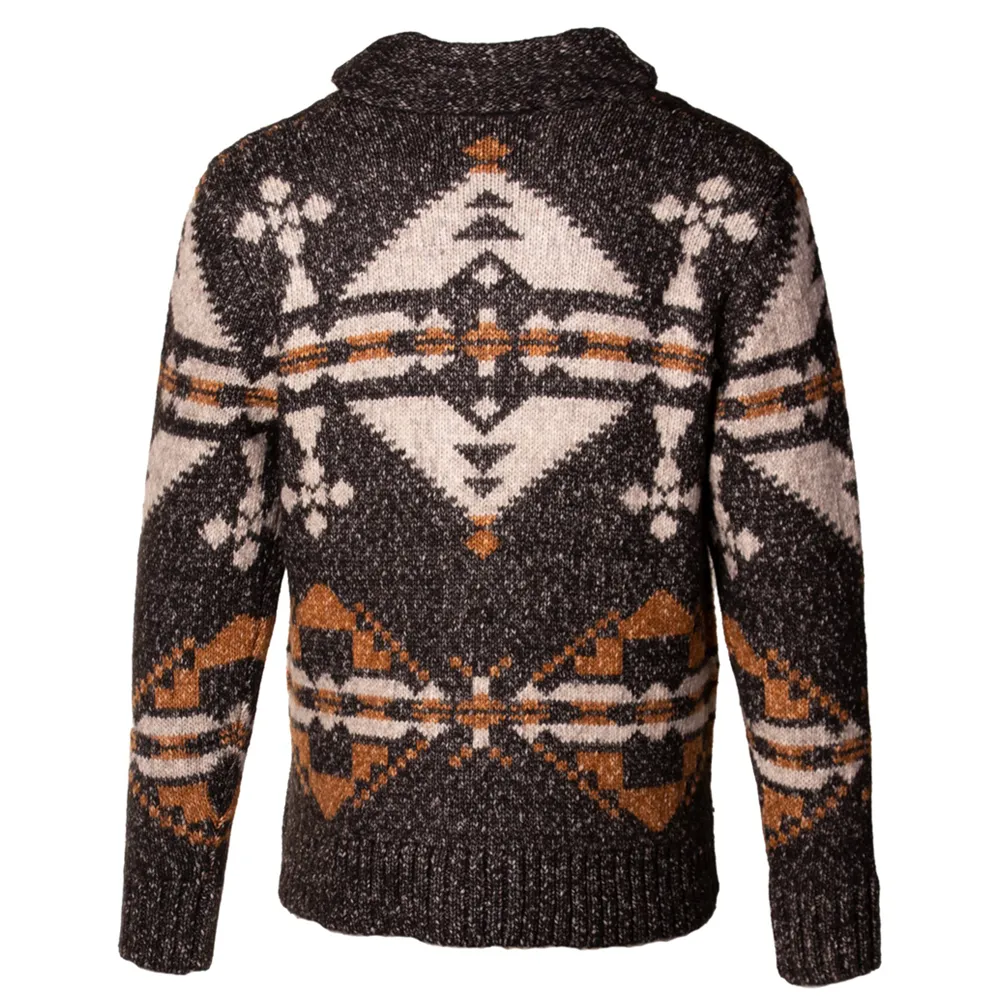 Yak Blend Motif Cardigan | Black