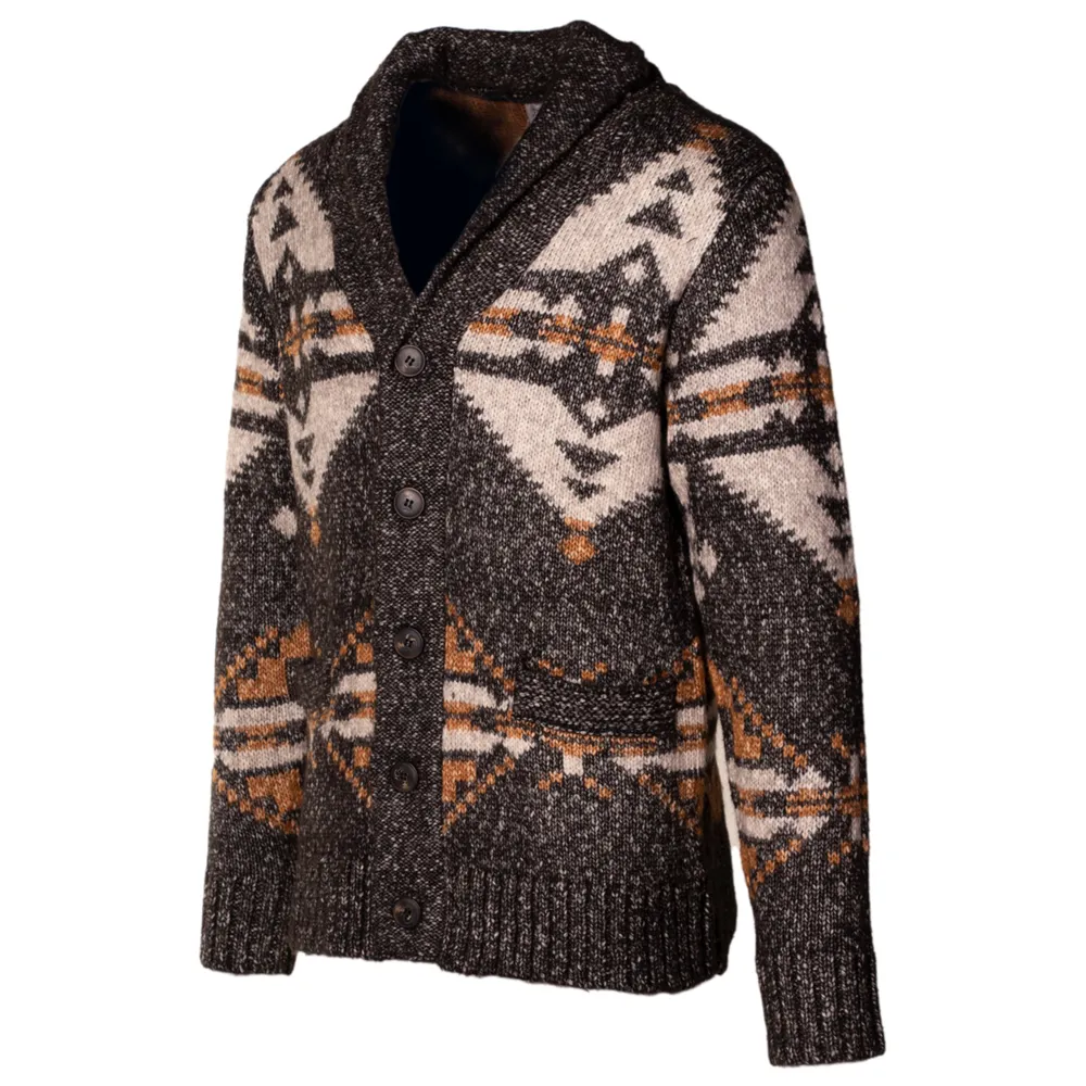 Yak Blend Motif Cardigan | Black