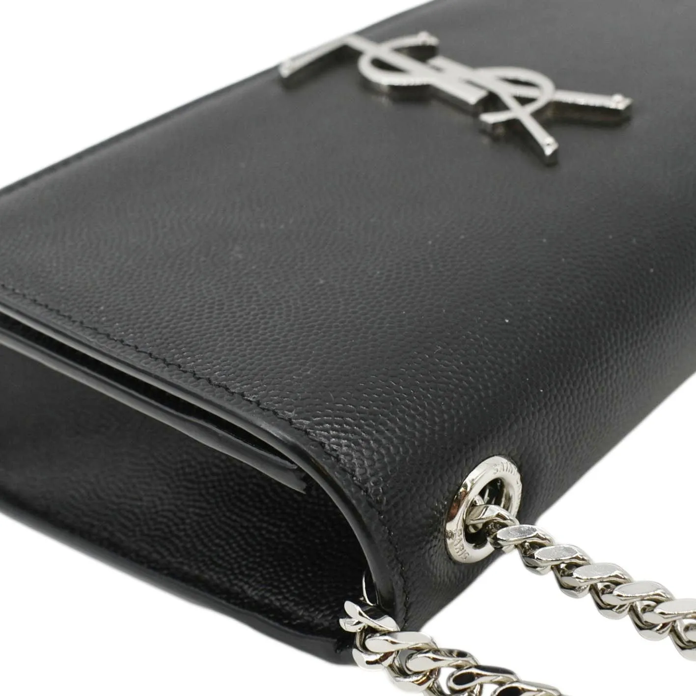 YVES SAINT LAURENT Kate Leather Chain Clutch Crossbody Bag Black